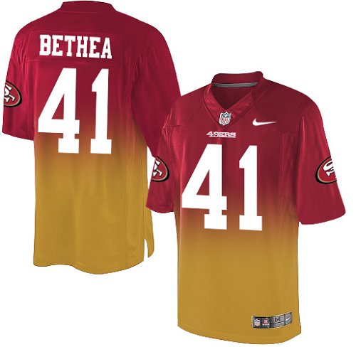 Men's Elite Antoine Bethea Nike Jersey Red/Gold - #41 Fadeaway NFL San Francisco 49ers